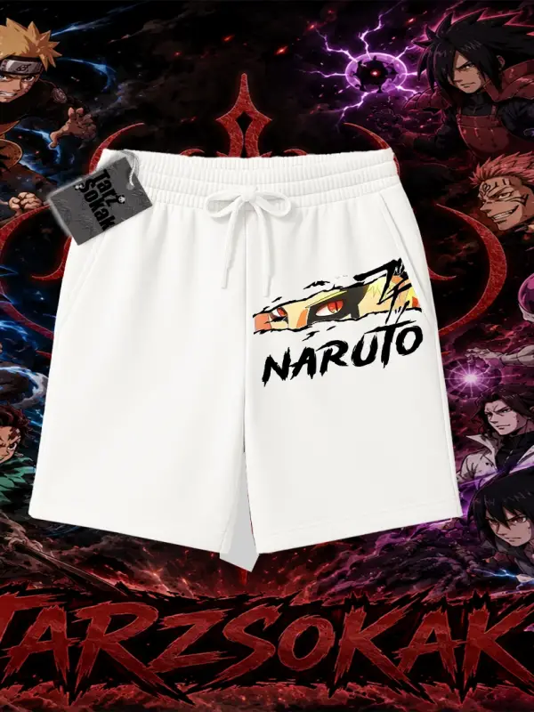 Naruto Uzumaki Premium Anime Unisex Şort Beyaz