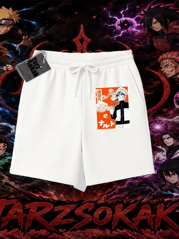 Naruto Uzumaki Premium Anime Unisex Şort Beyaz