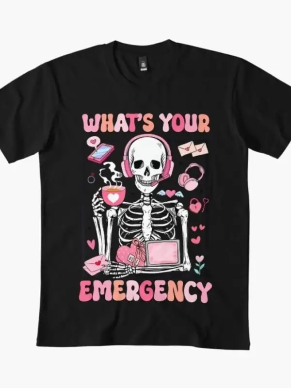 Ne Durumda Mısınız? Acil Durum İskeleti Erkek Kadın Tişörtü %100 Pamuklu Tişörtler Kısa Kollu