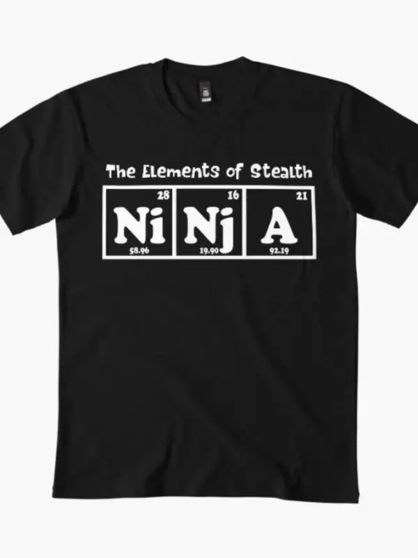 Ninja “Gizlilik Elemanı” — Erkekler Kadınlar İçin Komik İnek Bilim Mizah Tişörtü %100 Pamuklu