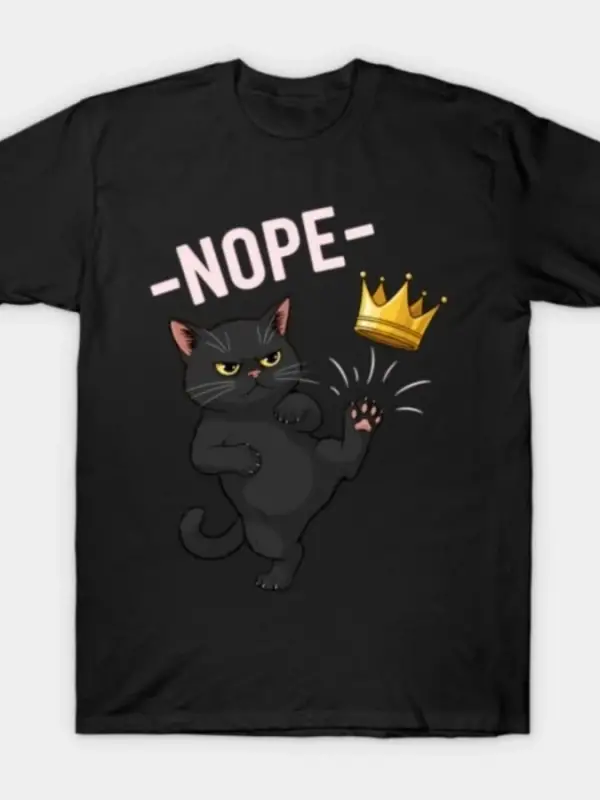 No Kings In America Black Cat Nope 4th Of July Cat T-shirt For Men Women %100 Pamuklu Tişörtl