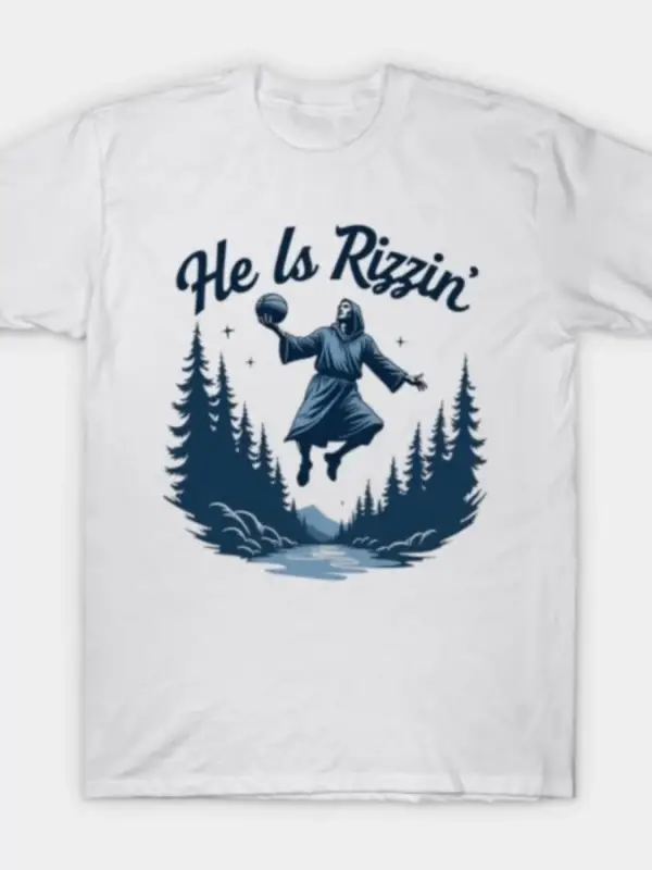 O Rizzin Komik İsa Basketbol Meme T-shirt Erkekler Kadınlar Için % 100% Pamuk T Shirt Kısa Ko