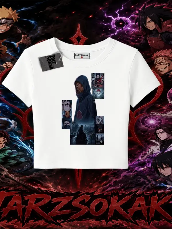 Obito uchiha Naruto Anime Karakteri Kadın Baby Tee Beyaz