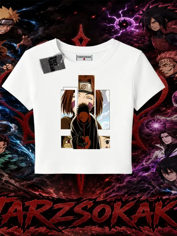 Obito uchiha Naruto Anime Karakteri Kadın Baby Tee Beyaz