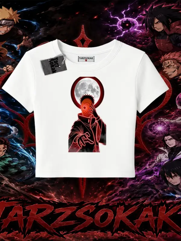Obito uchiha Naruto Anime Karakteri Kadın Baby Tee Beyaz