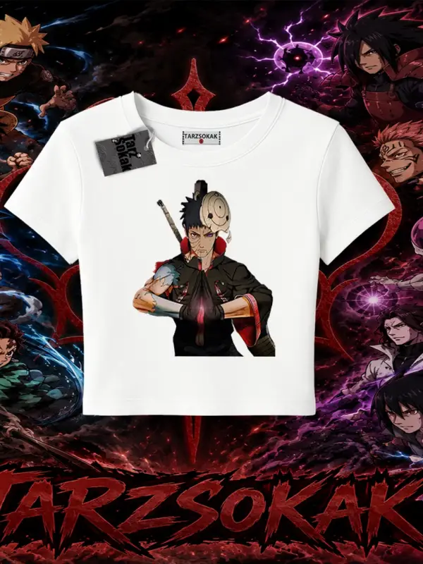 Obito uchiha Naruto Anime Karakteri Kadın Baby Tee Beyaz