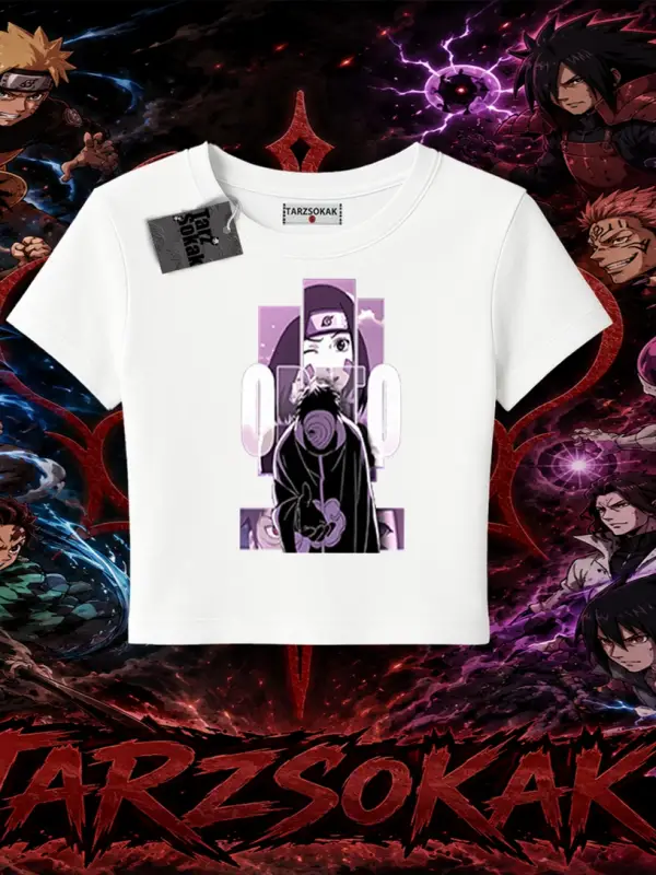 Obito uchiha Naruto Anime Karakteri Kadın Baby Tee Beyaz