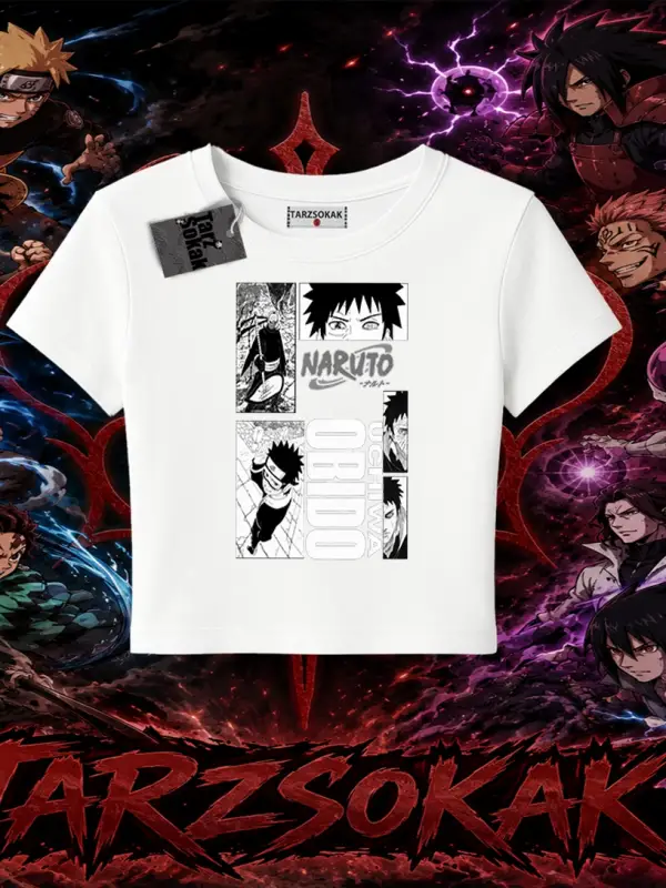 Obito uchiha Naruto Anime Karakteri Kadın Baby Tee Beyaz