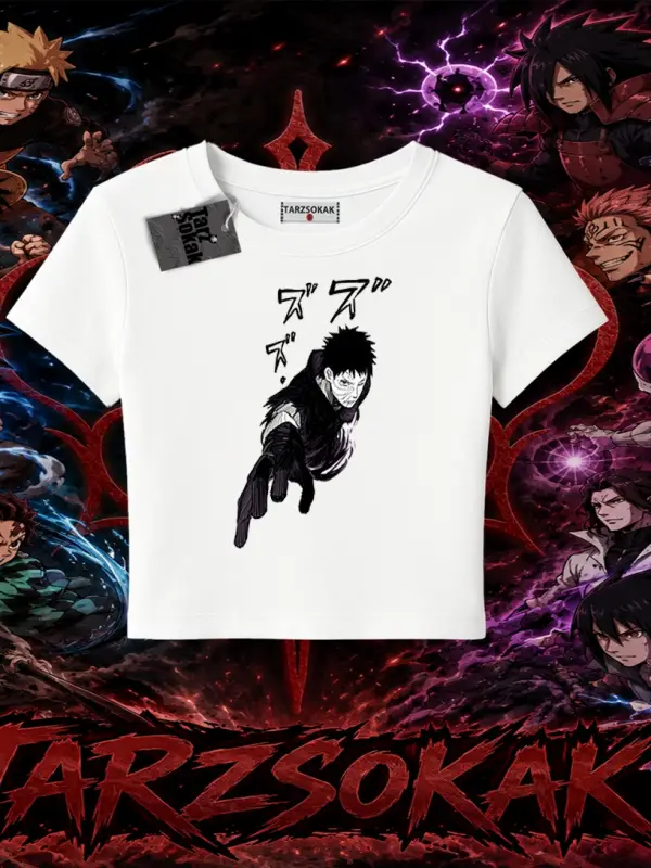 Obito uchiha Naruto Anime Karakteri Kadın Baby Tee Beyaz