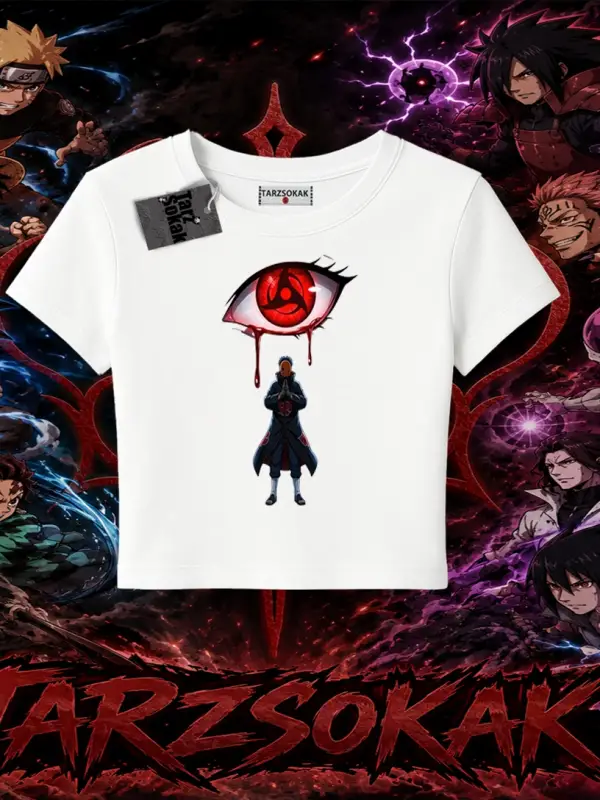Obito uchiha Naruto Anime Karakteri Kadın Baby Tee Beyaz