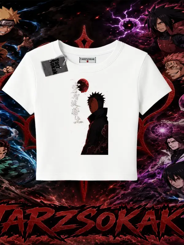 Obito uchiha Naruto Anime Karakteri Kadın Baby Tee Beyaz