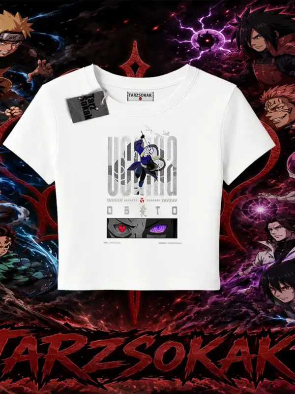 Obito uchiha Naruto Anime Karakteri Kadın Baby Tee Beyaz