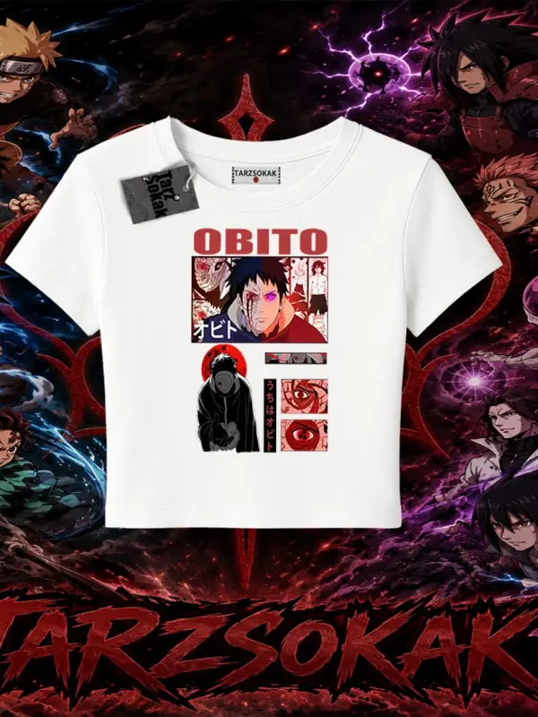 Obito uchiha Naruto Anime Karakteri Kadın Baby Tee Beyaz