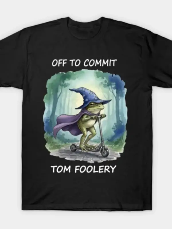 Off-To-Commit Tomfoolery Frog Wizard - Erkekler Kadınlar İçin Komik Retro Meme Tişörtü %100 P