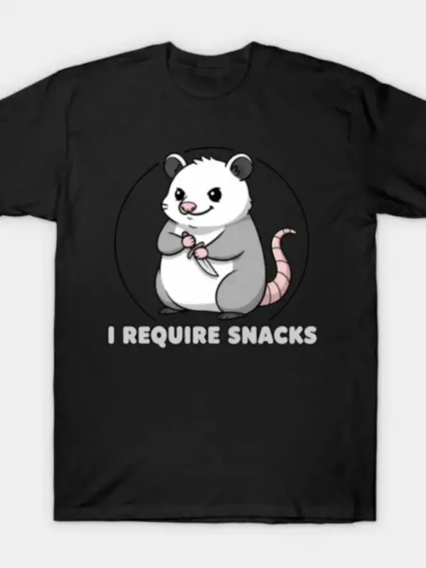 Opossum Snacks Bıçak Komik Mizah T-shirt Erkekler Kadınlar Için % 100% Pamuk T Shirt Kısa Kol
