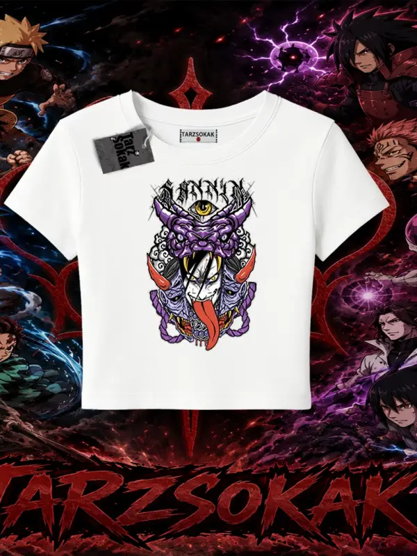 Orochimaru Naruto Anime Karakter Kadın Baby Tee Beyaz