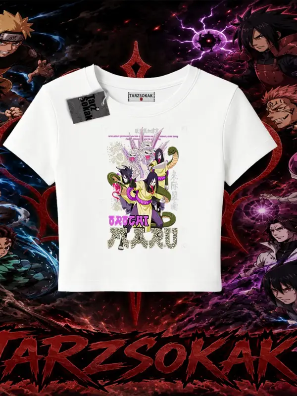 Orochimaru Naruto Anime Karakter Kadın Baby Tee Beyaz