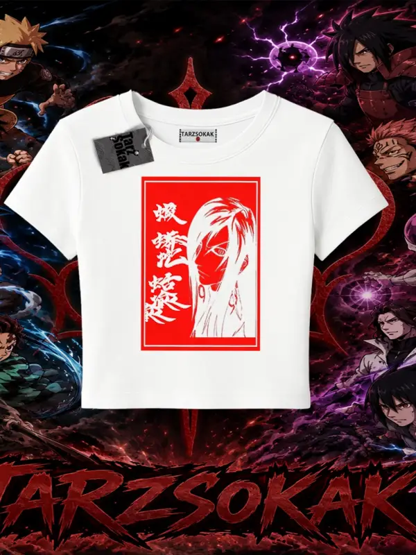 Orochimaru Naruto Anime Karakter Kadın Baby Tee Beyaz