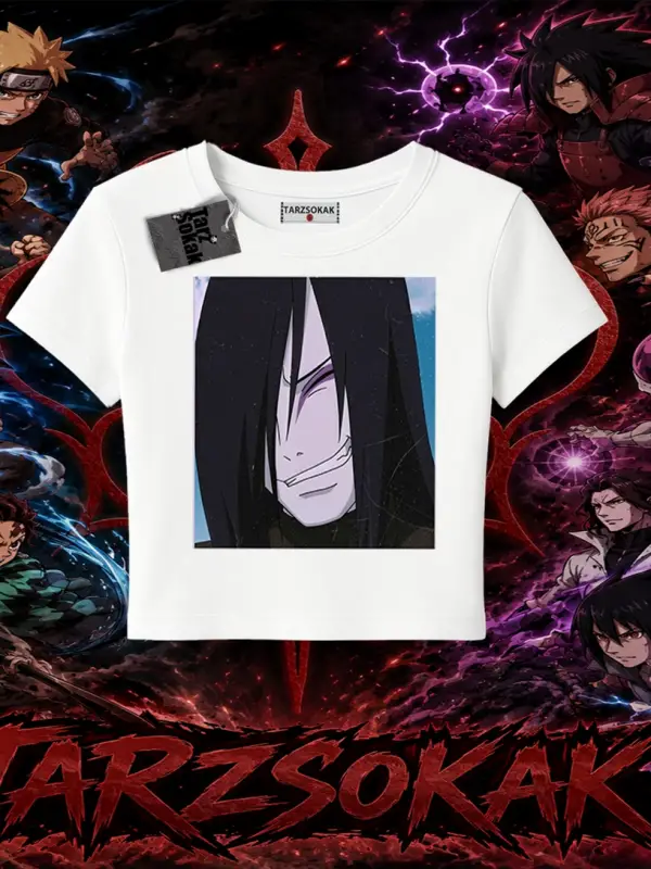 Orochimaru Naruto Anime Karakter Kadın Baby Tee Beyaz