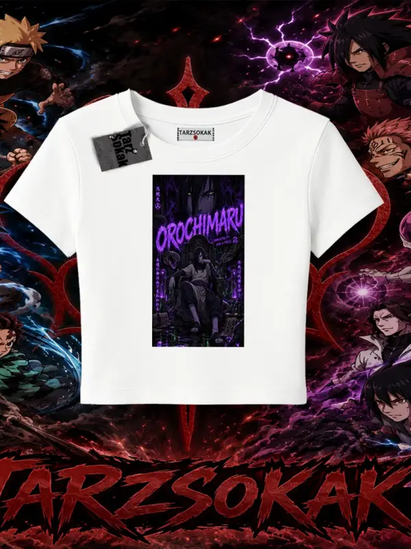 Orochimaru Naruto Anime Karakter Kadın Baby Tee Beyaz