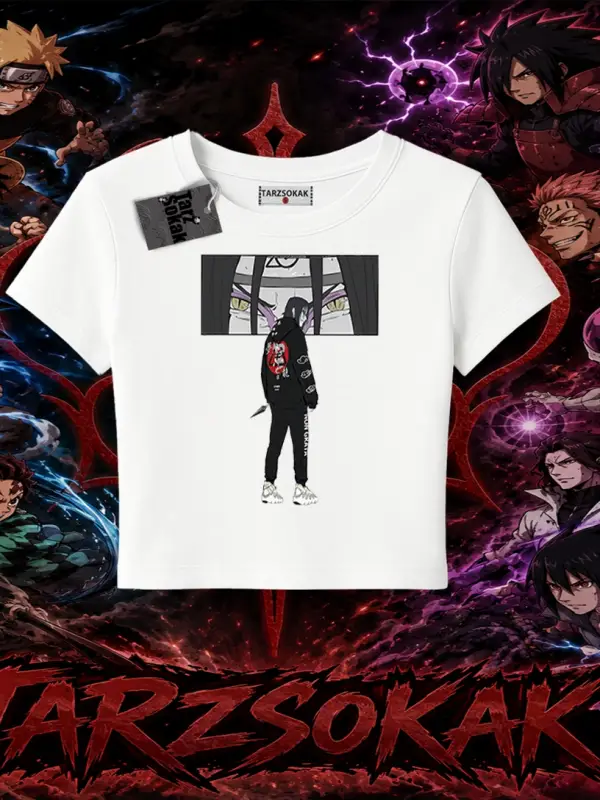 Orochimaru Naruto Anime Karakter Kadın Baby Tee Beyaz