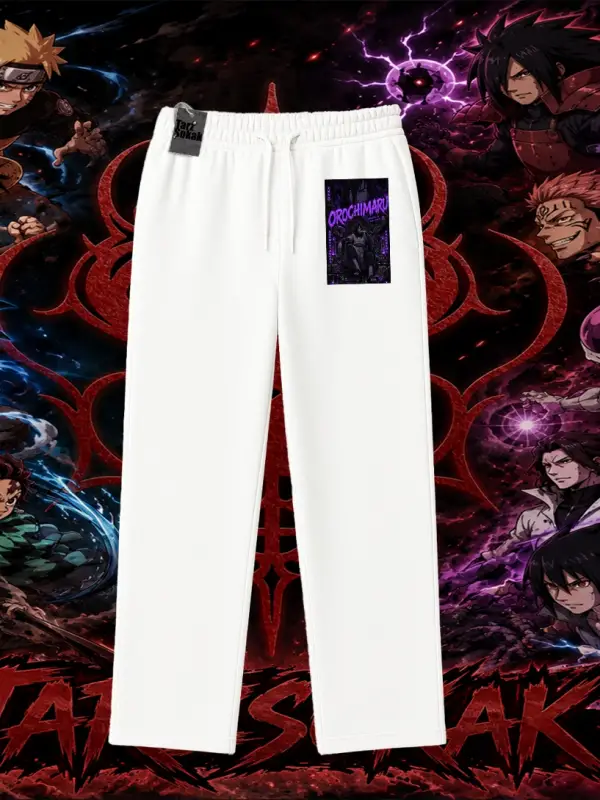 Orochimaru Naruto Anime Karakter Unisex Baggy Eşofman Altı Beyaz