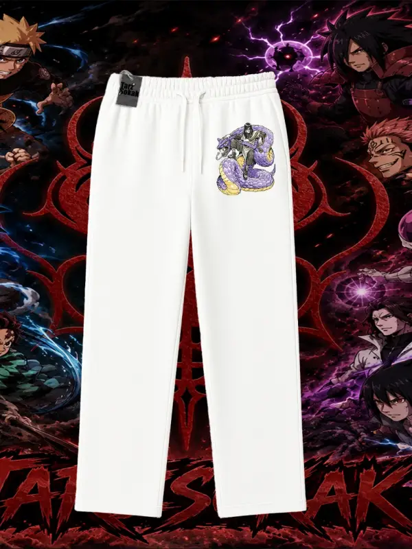 Orochimaru Naruto Anime Karakter Unisex Baggy Eşofman Altı Beyaz