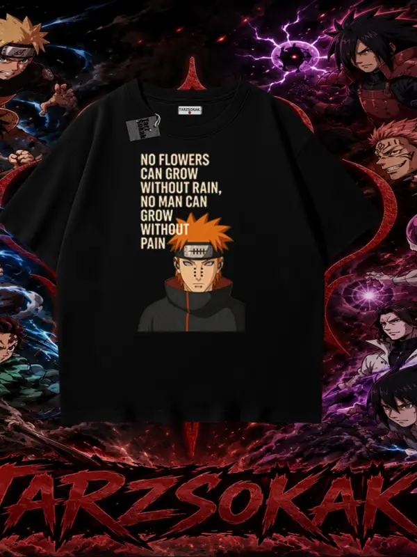 Pain nagato Naruto Anime Karakter Oversize Unisex Tişört Beyaz