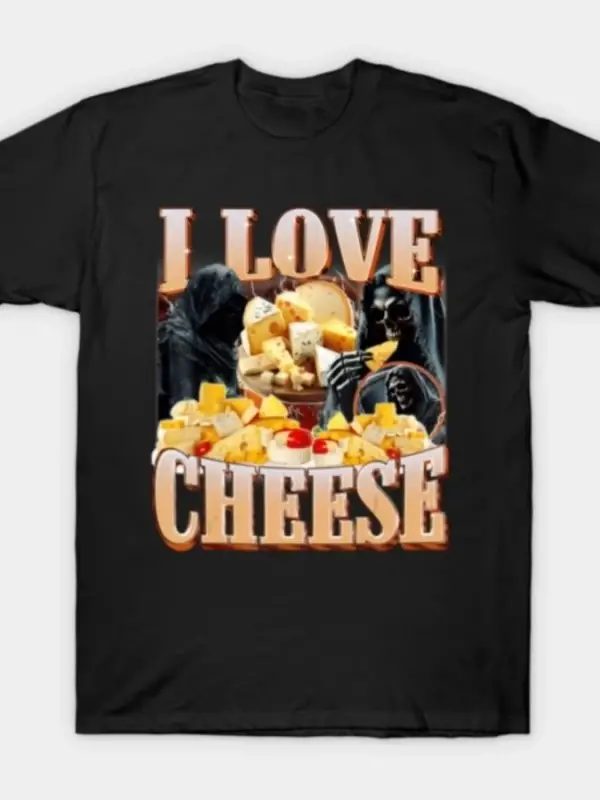 Peyniri Seviyorum Komik Yemek Sever Alıntı Tasarım T-shirt Erkekler Kadınlar Için % 100% Pam