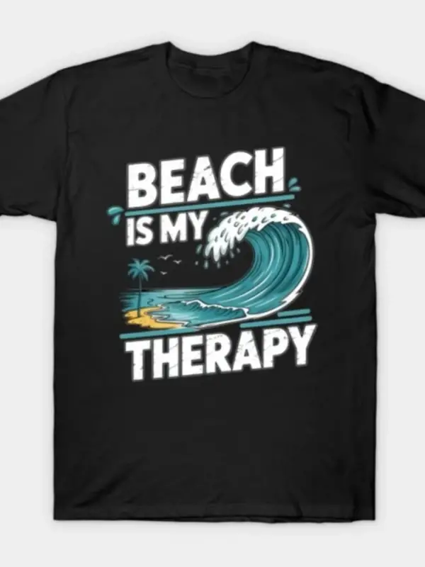 Plaj Benim Terapim Komik Okyanus Sahil Tatil T-shirt Erkekler Kadınlar Için % 100% Pamuk T Sh