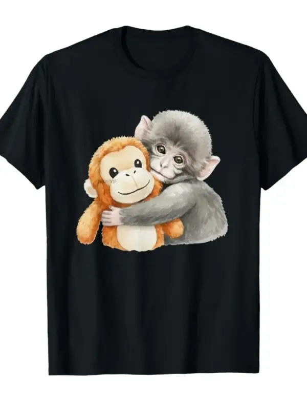 PunchKung Maymun Peluş Arkadaşını Tutan Viral Meme Grafikli Tişört Erkekler Kadınlar İçin %10