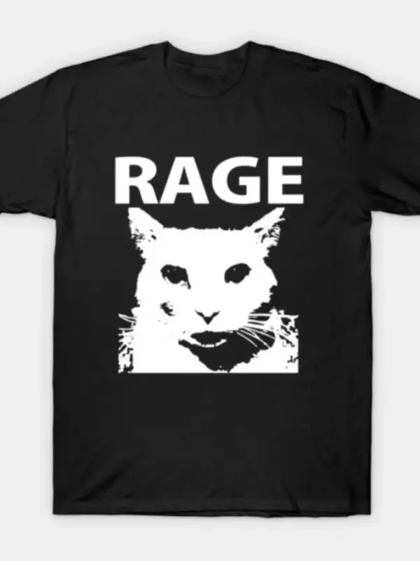 Rage - Erkekler Kadınlar İçin Komik Kedi Tişörtü %100 Pamuklu Tişörtler Kısa Kollu Üstler 122