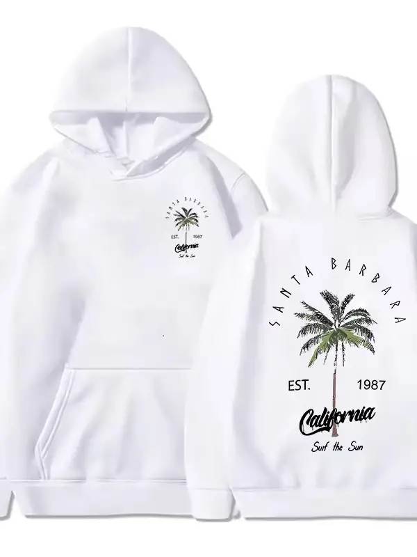 Rahat kadın Hoodies Samta Barbara California baskı kazaklar gevşek cep sıcak polar tişörtü so