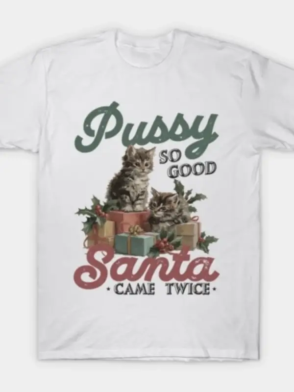 Raunchy Noel Kedi Uygunsuz M9867 Erkekler Kadınlar Için T-shirt % 100% Pamuk T Shirt Kısa Kol