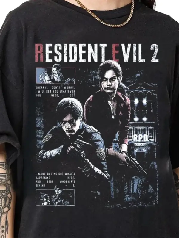 Resident Evil 2 Biohazard Oyunu T-shirt Erkekler Kadınlar Için Leon Kennedy % 100% Pamuk T Sh