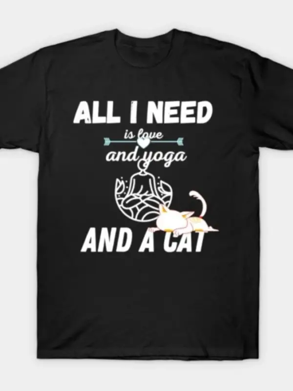 Retro Alıntı Tek İhtiyacım Olan Aşk Ve Yoga Erkekler Kadınlar İçin Tişört %100 Pamuklu Tişört