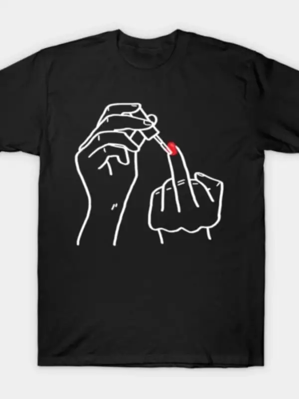 Retro Komik Orta Parmak Tırnak Meme T-shirt Erkekler Kadınlar Için % 100% Pamuk T Shirt Kısa