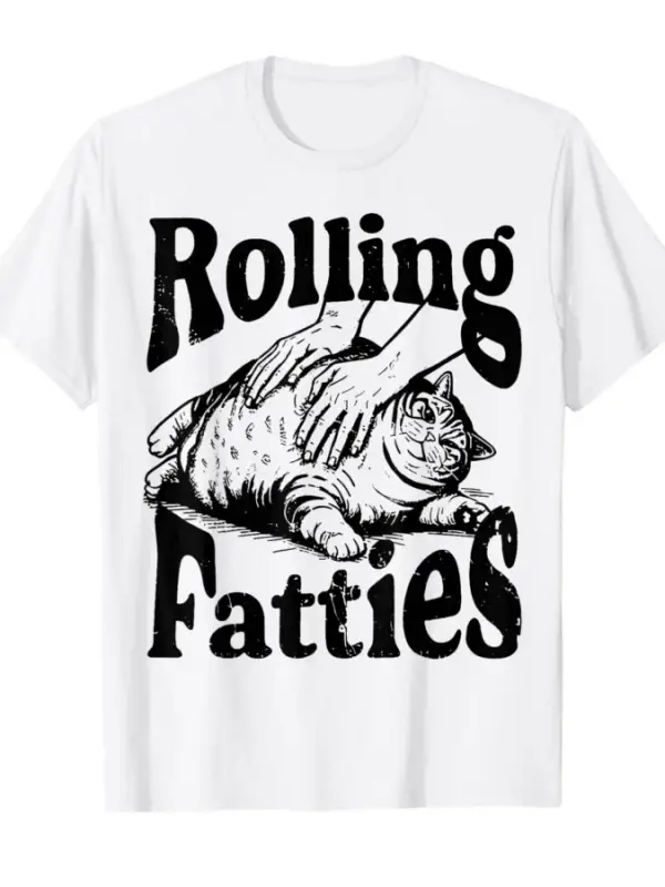 Retro Rolling Fatties Vintage Kedi Komik Kedi Sever Yavru Kedi Tişörtü Erkekler Kadınlar İçin