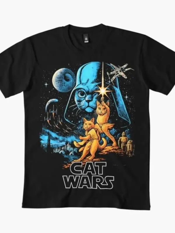 Retro Uzay Kedileri Savaşları T-shirt Erkekler Kadınlar Için % 100% Pamuk T Shirt Kısa Kollu