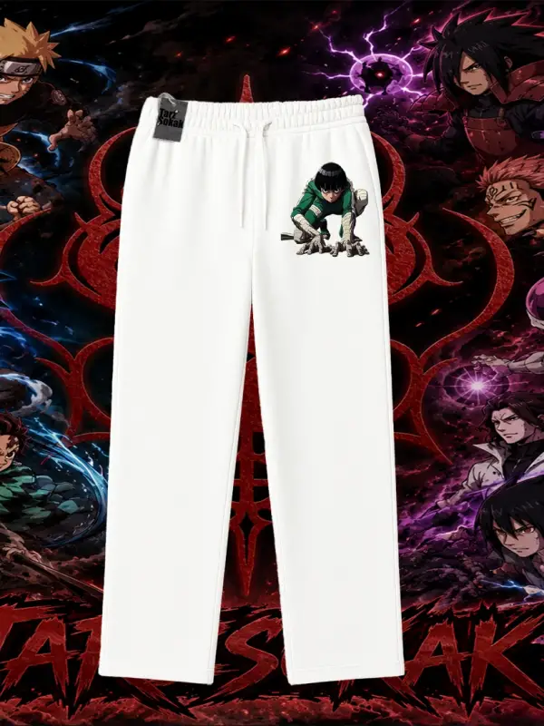 Rock Lee Naruto Anime Karakter Unisex Baggy Eşofman Altı Beyaz