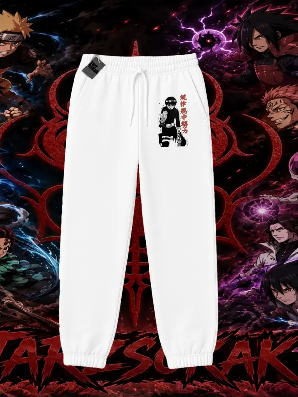 Rock Lee Naruto Anime Karakter Unisex Jogger Eşofman Altı Beyaz