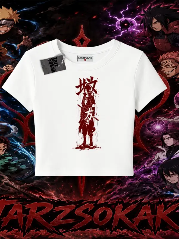 Sasuke uchiha Naruto Anime Karakter Kadın Baby Tee Beyaz