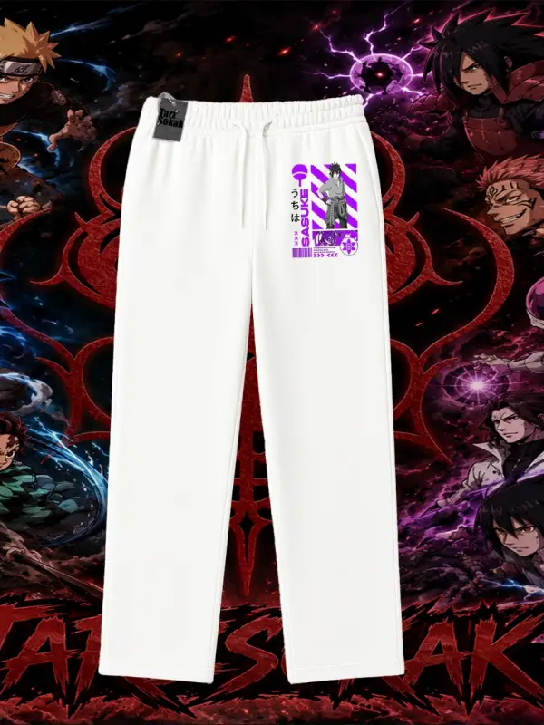 Sasuke uchiha Naruto Anime Karakter Unisex Baggy Eşofman Altı Beyaz