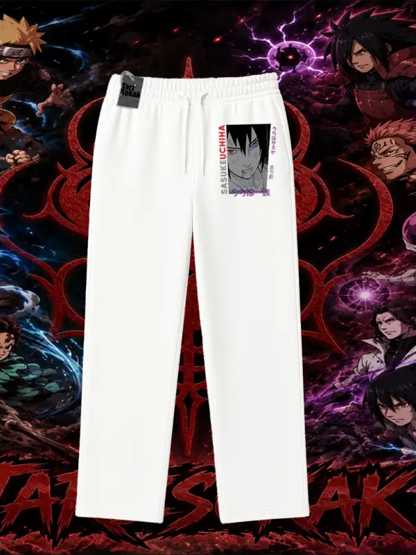 Sasuke uchiha Naruto Anime Karakter Unisex Baggy Eşofman Altı Beyaz