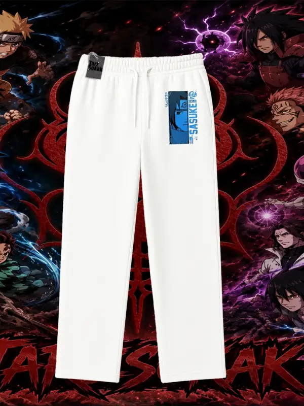 Sasuke uchiha Naruto Anime Karakter Unisex Baggy Eşofman Altı Beyaz