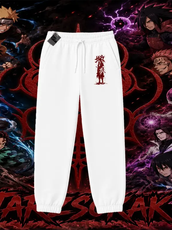 Sasuke uchiha Naruto Anime Karakter Unisex Jogger Eşofman Altı Beyaz