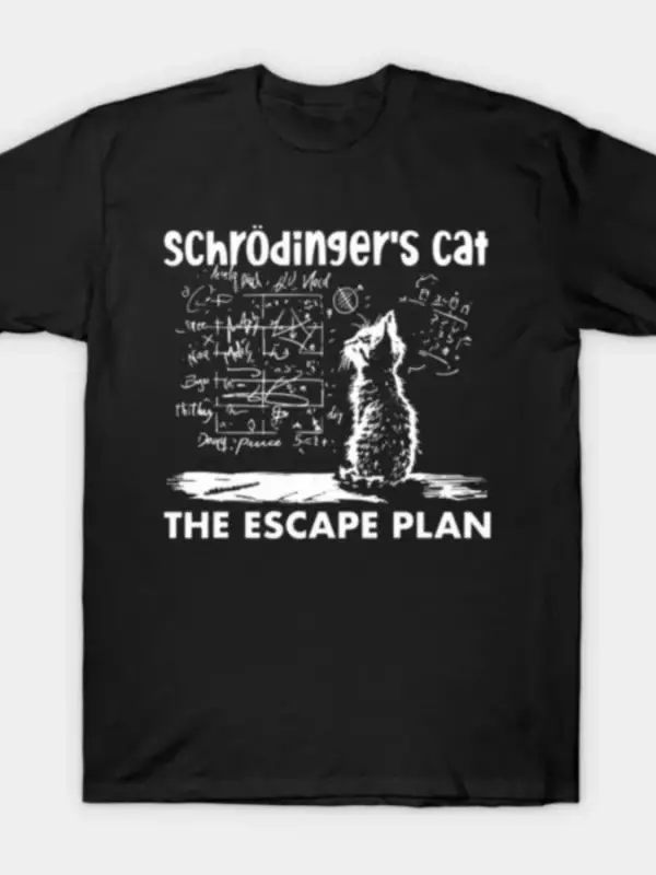 Schrodingerin Kedisi Kaçış Planı Kuantum Fizik Öğretmeni Erkekler Kadınlar Için T-shirt % 10