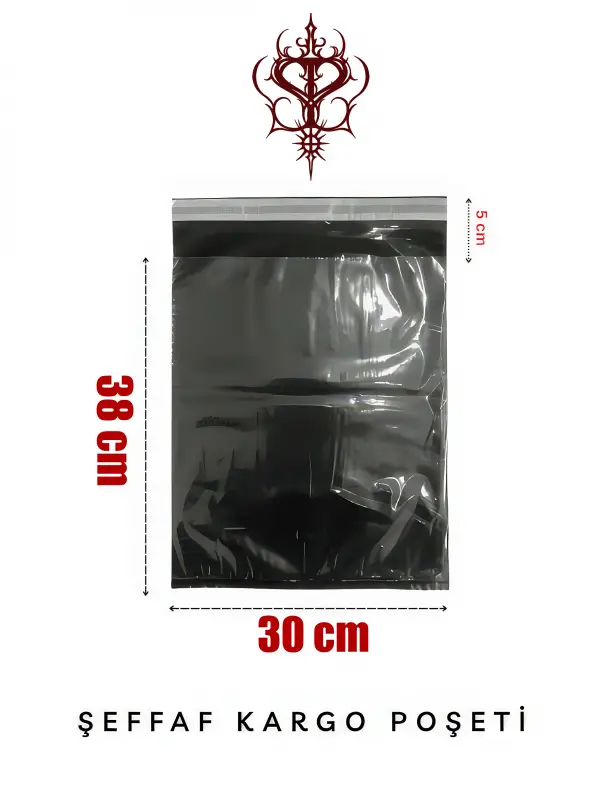 Şeffaf Kargo Poşeti 80 Mikron 30 x 38 Cm + 5 Cm