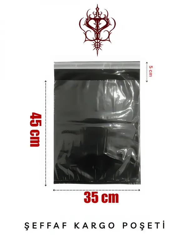 Şeffaf Kargo Poşeti 80 Mikron 35 x 45 Cm + 5 Cm