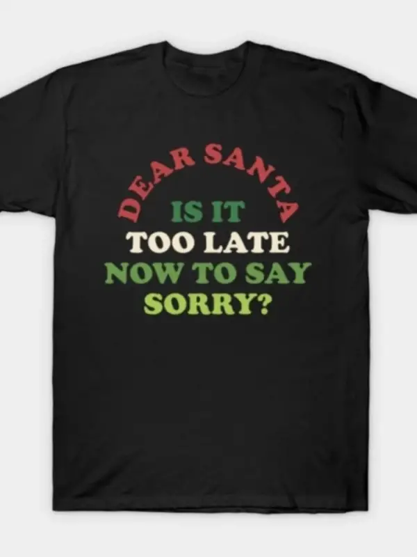 Sevgili Noel Baba, Şimdi Özür Dediğimizde Geç Olmaz mı Erkekler ve Kadınlar İçin %100 Pamuklu